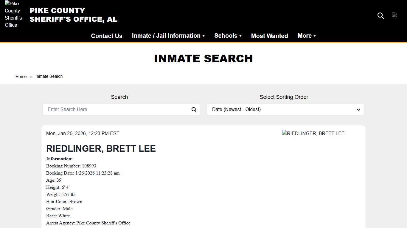 Inmate Search Pike County Sheriff’s Office (AL)