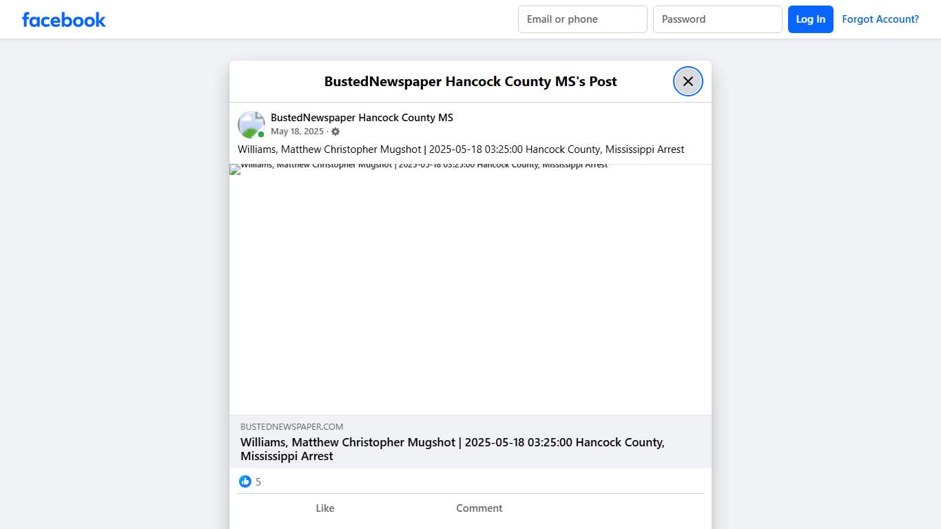 Williams, Matthew... - BustedNewspaper Hancock County MS Facebook